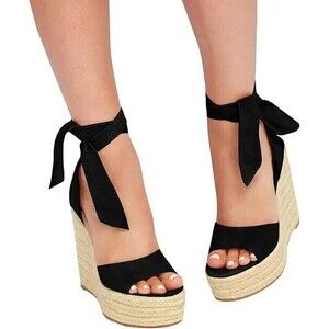 Liyuandian Platform Espadrille Wedges Open Toe High Heel Sandals  size 6.5 #20